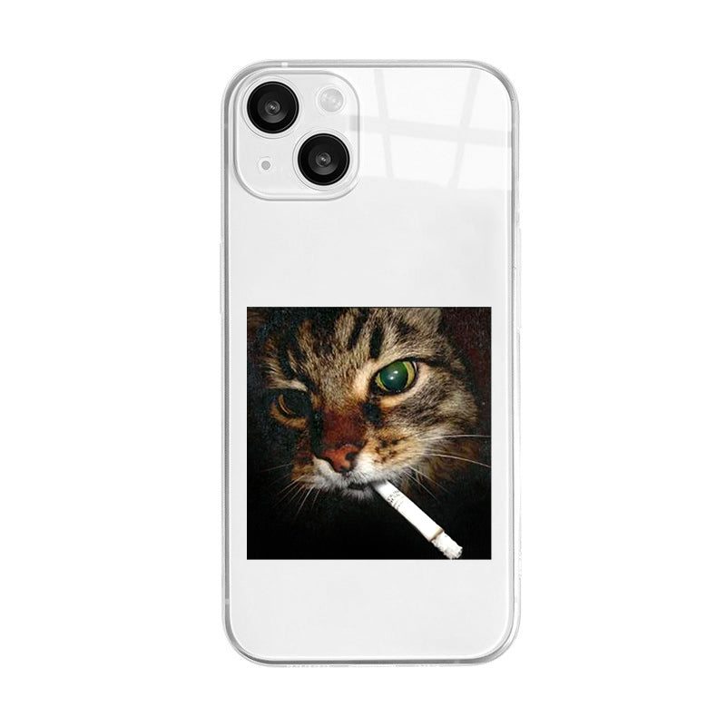 Cat With Cigarette In Mouth Print Transparent Phone Case