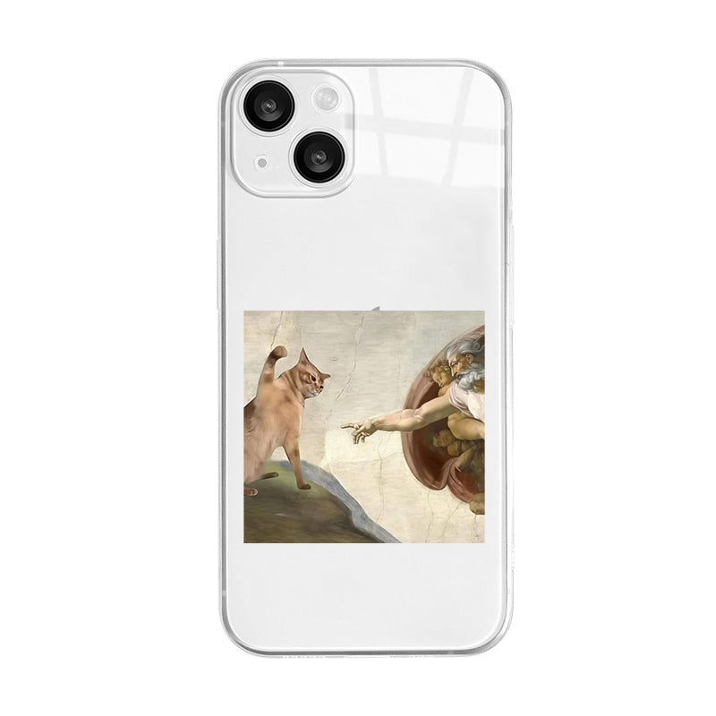 Oil Painting Cat Print Transparent Phone Case