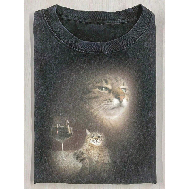 Cotton Cat T-Shirt Graphic Streetlife Plus Size Tee Suitable