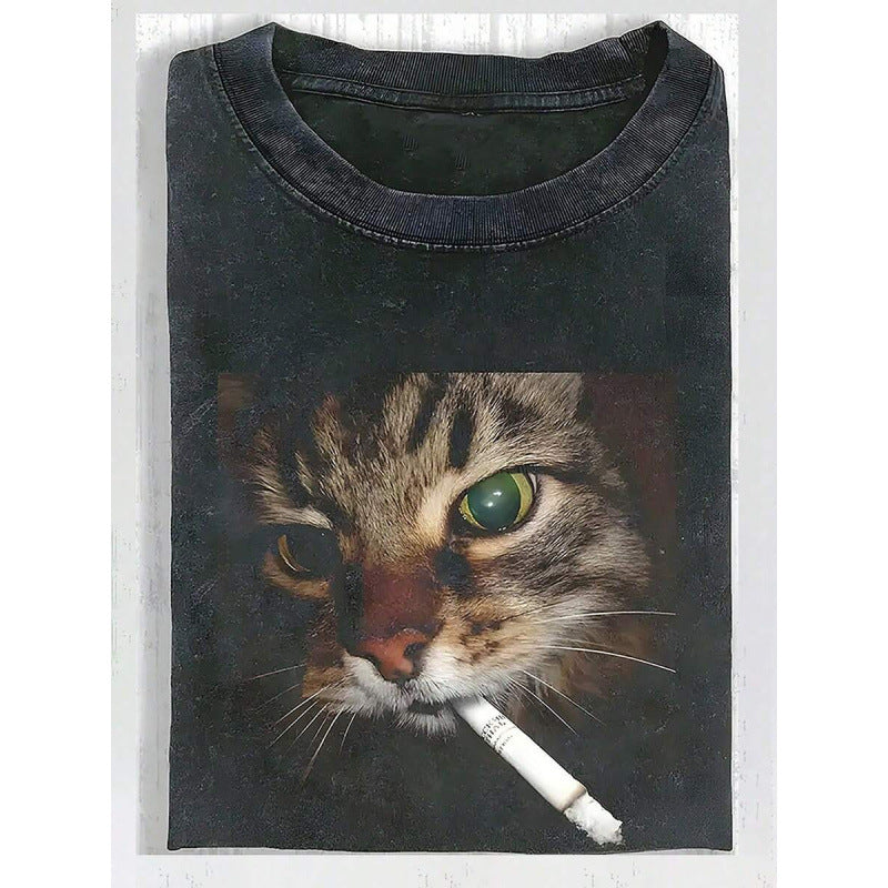 Cotton Cat T-Shirt Graphic Streetlife Plus Size Tee Suitable