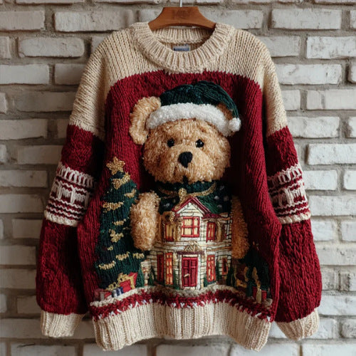 Cute teddy bear pattern women's autumn/winter 3D printed sweatshirt