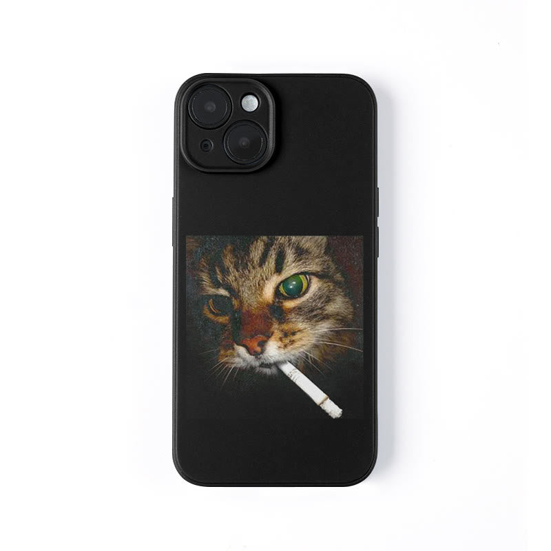 Cat With Cigarette In Mouth Print Phone Case