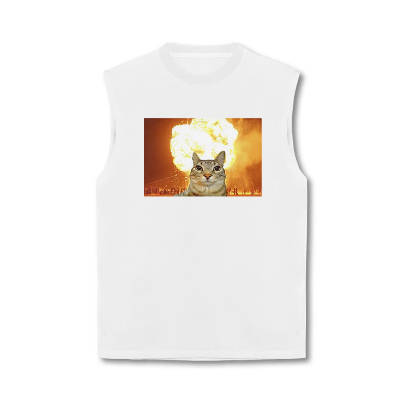 Unisex Funny Cat Print Tank Top