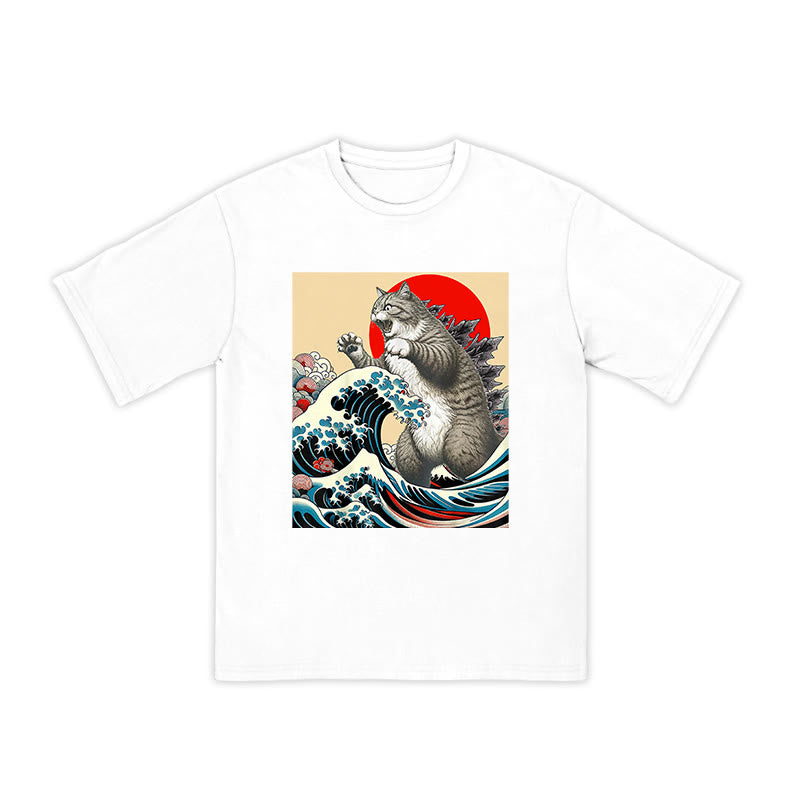 Unisex Ukiyo - E Style Catzilla Print T-shirt