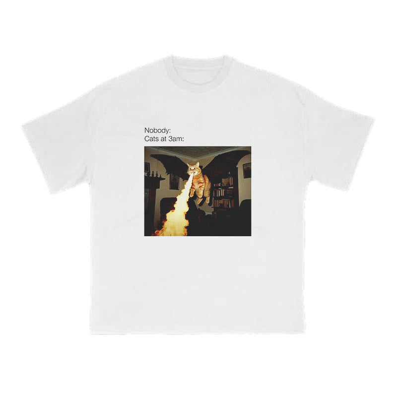 Unisex Cat At 3am Halloween Print T-shirt