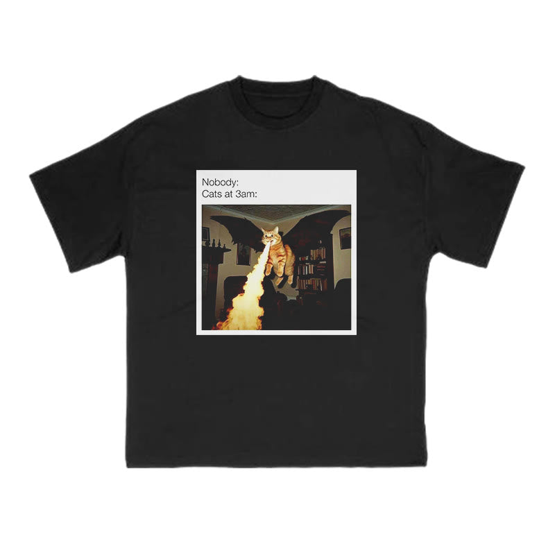 Unisex Cat At 3am Halloween Print T-shirt
