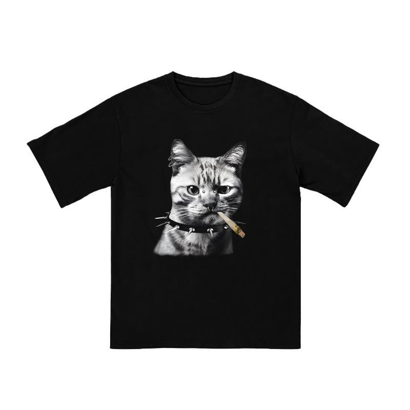 Unisex 100% Cotton Provocative Cat Print T-shirt