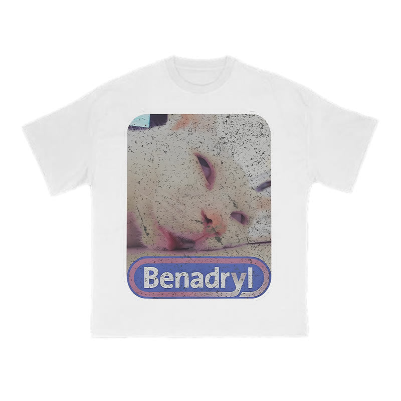 Unisex Benadryl Meme Cat Art Print T-shirt