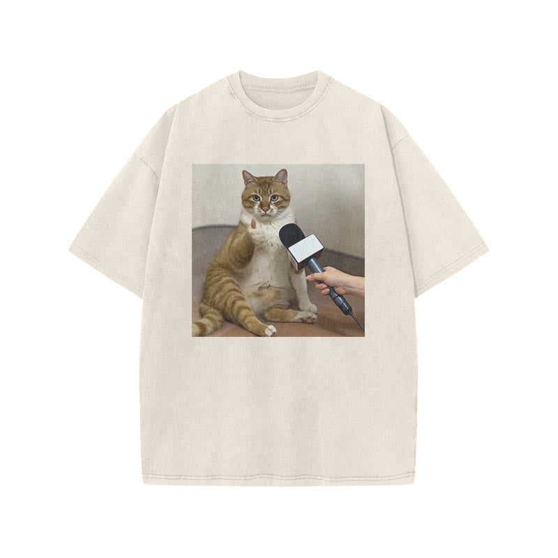 Unisex Say To Your Owner Meme Cat Art Print Acid Washed T-shirt