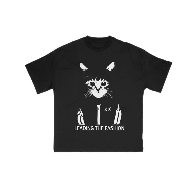 Unisex Fashion Cat Art Print T-shirt
