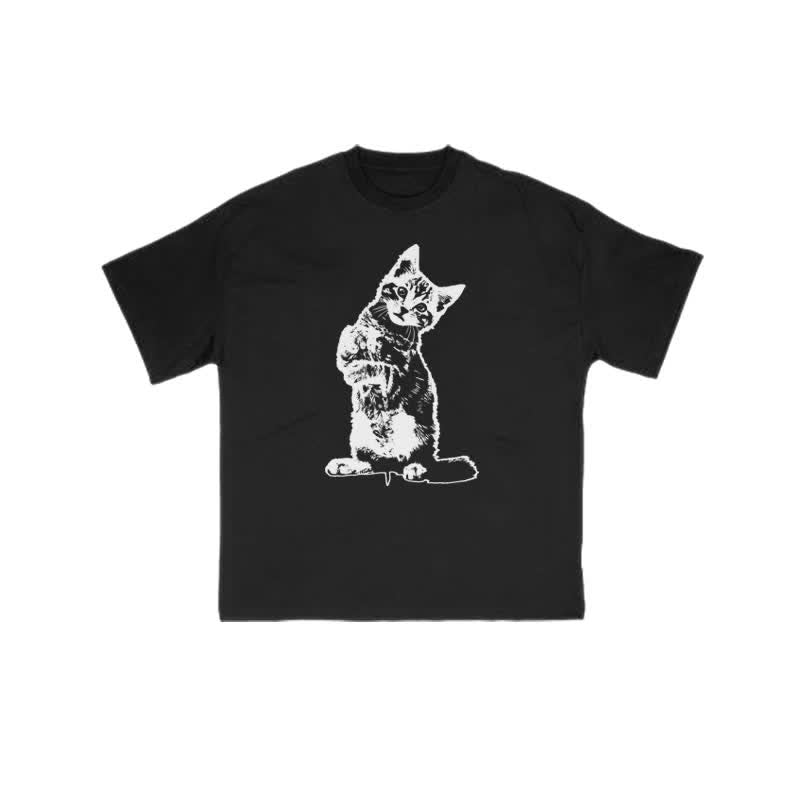 Unisex Clever Cat Art Print T-shirt