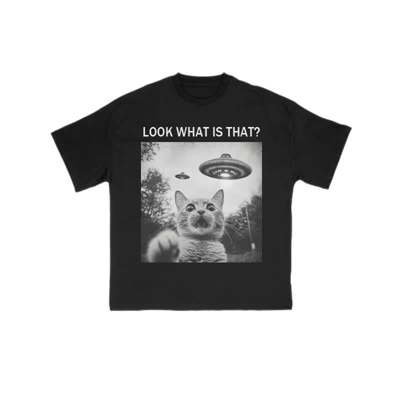 Unisex Panic Cat Art Print T-shirt