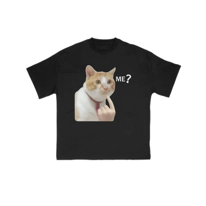 Unisex Suspicious Cat Print T-shirt