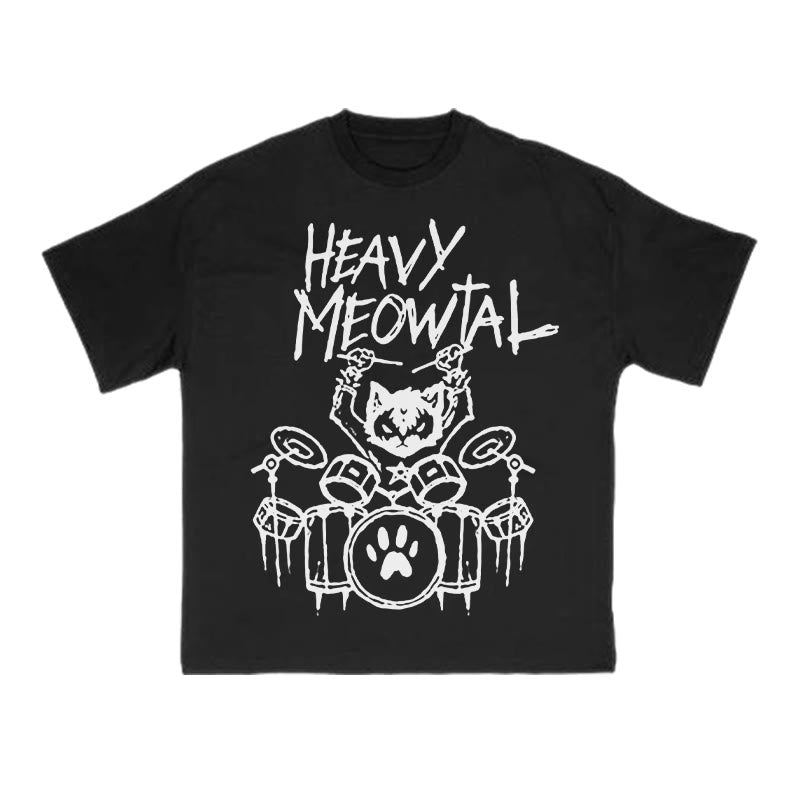 Unisex Heavy Meowtal Print T-shirt