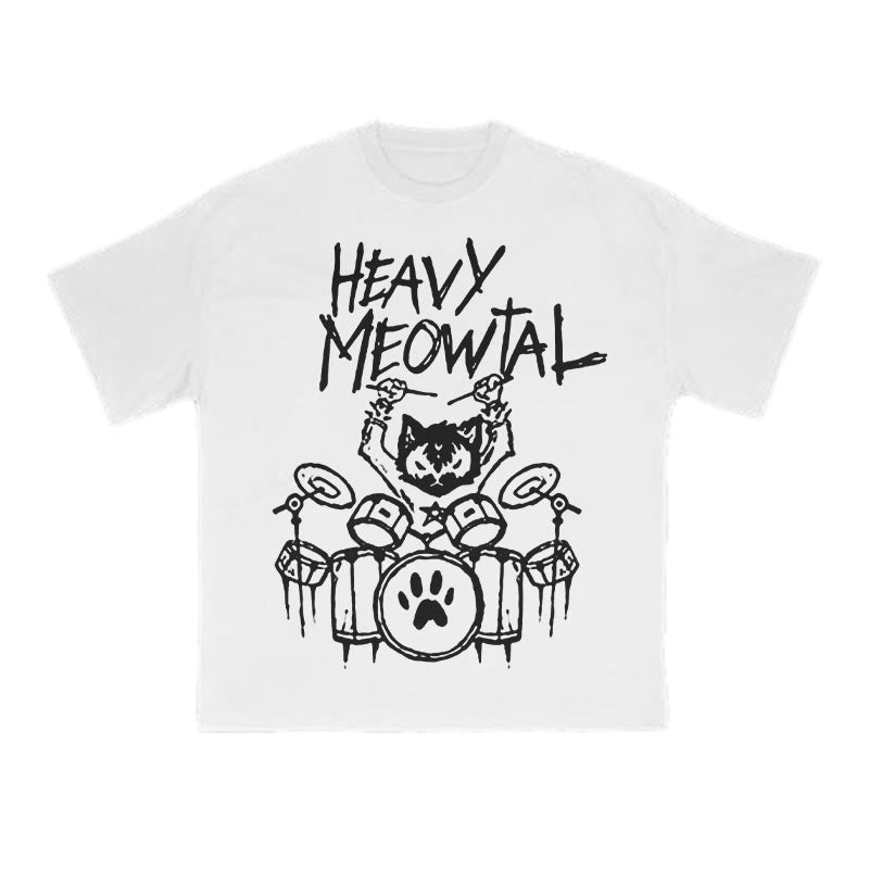 Unisex Heavy Meowtal Print T-shirt