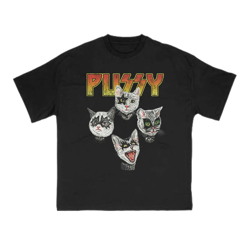 Unisex Punk Pussy Creative Print T-shirt