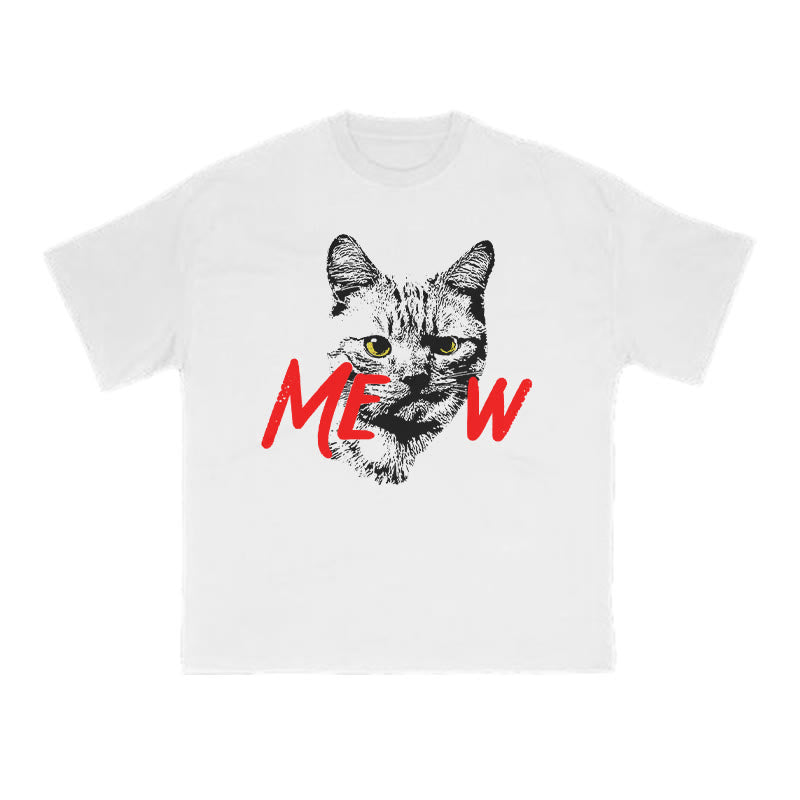 Unisex Meow Cat Creative Print T-shirt