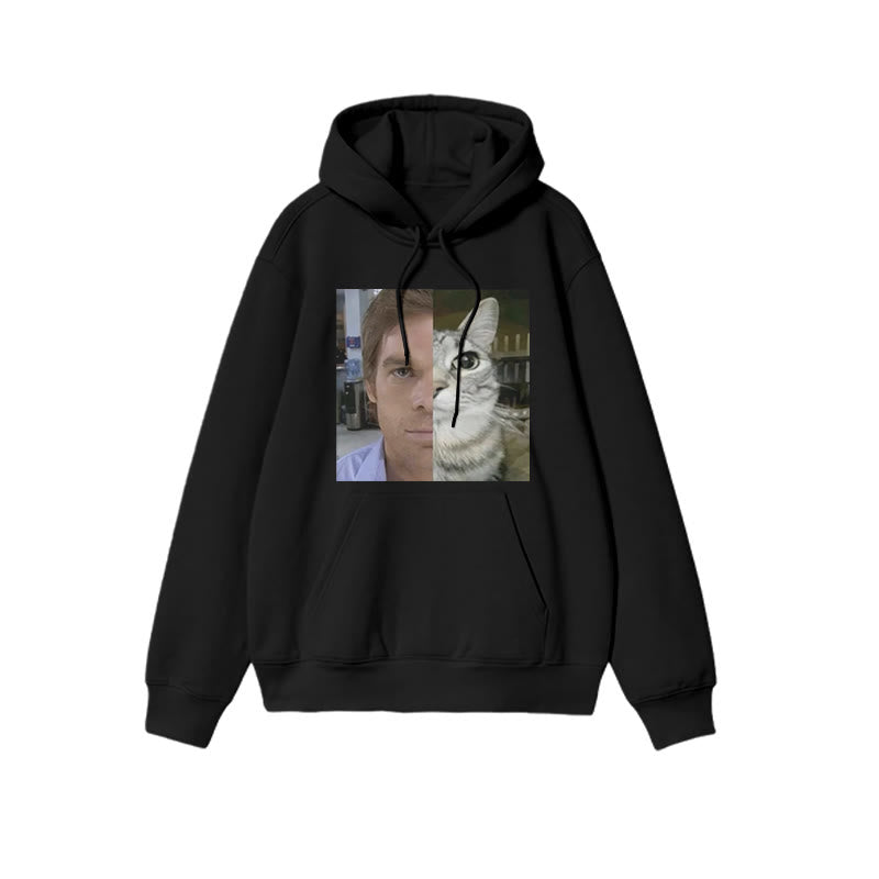 Unisex Patchwork Cat Print Hoodie