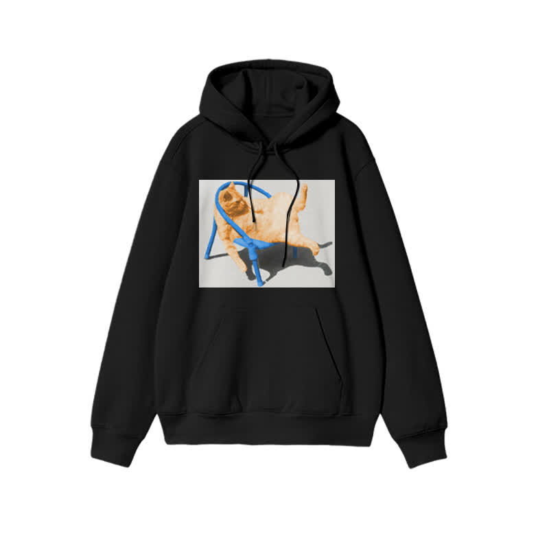 Unisex Cat Lying Flat Print Hoodie