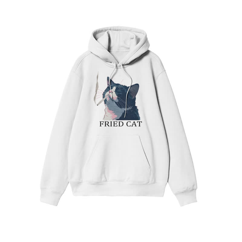 Unisex Fried Cat Print Hoodie