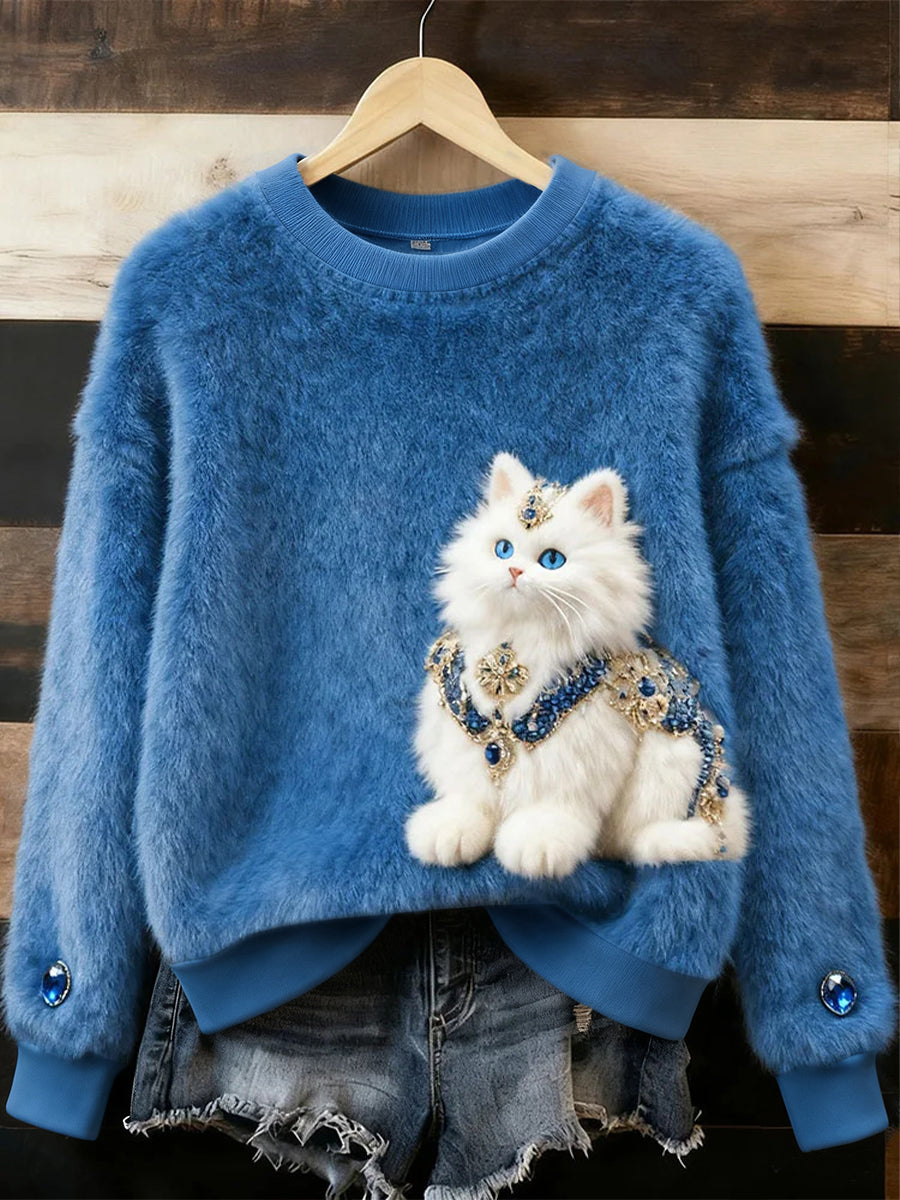 女士法蘭絨貓咪衛衣