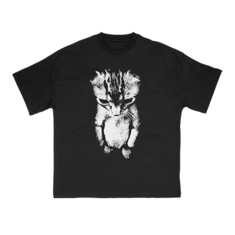 Funny Cat Meme Print T-shirt