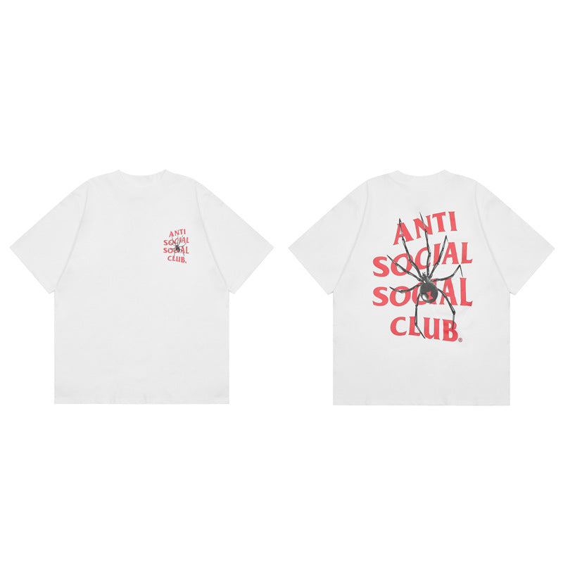 Matching couple's T-shirts with a spider design