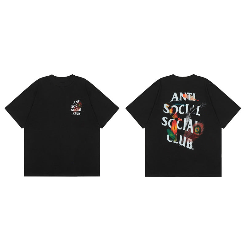 Matching T-shirts for couples, featuring a feather design