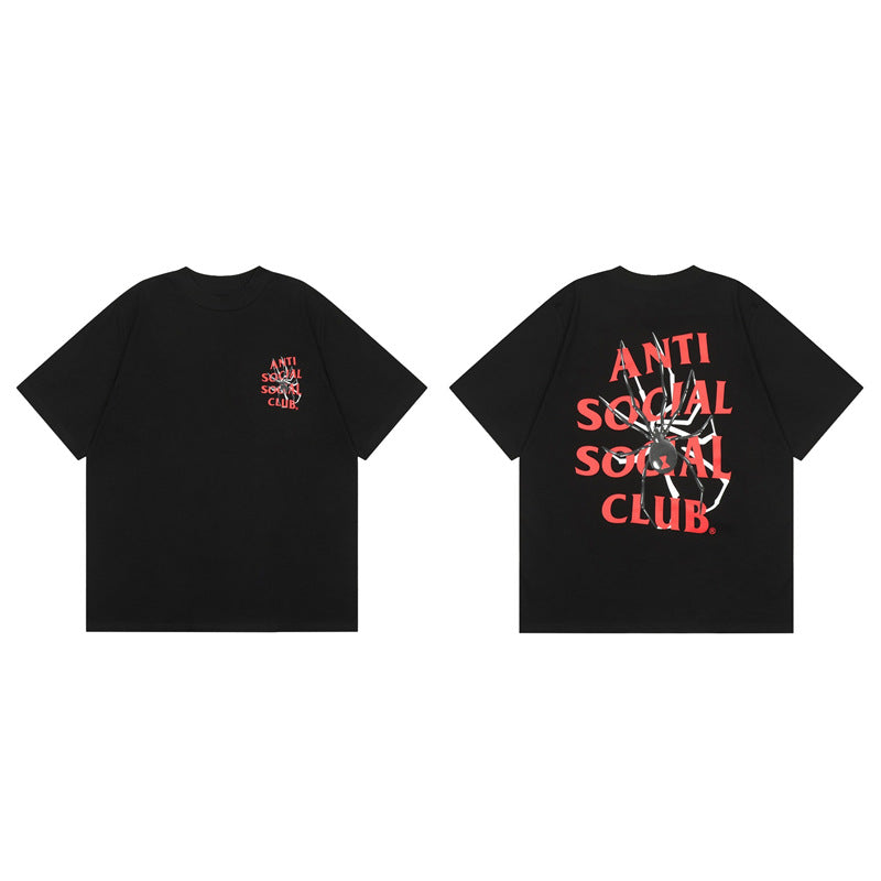 Matching couple's T-shirts with a spider design