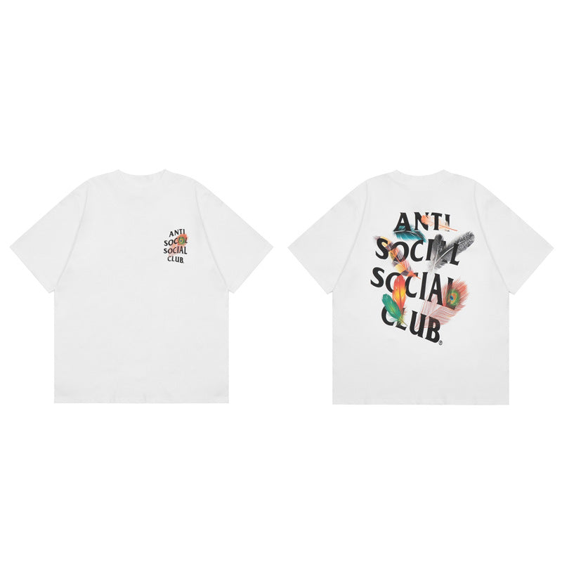 Matching T-shirts for couples, featuring a feather design