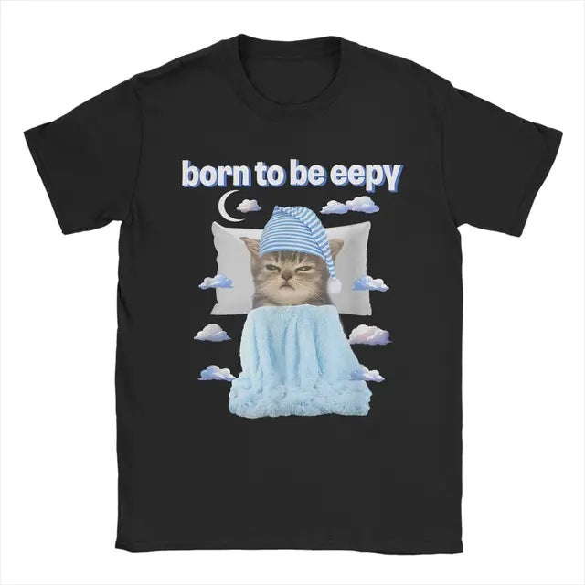 Men T-Shirt Eepy Cat Sleepy Cat Meme Awesome Tee Shirt Short