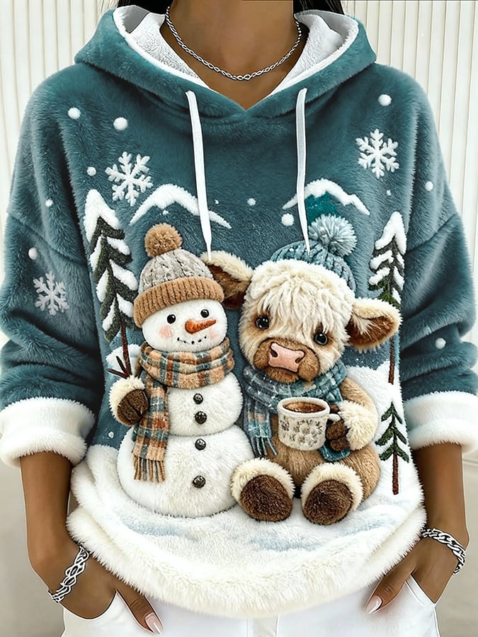 女士高地牛印花衛衣