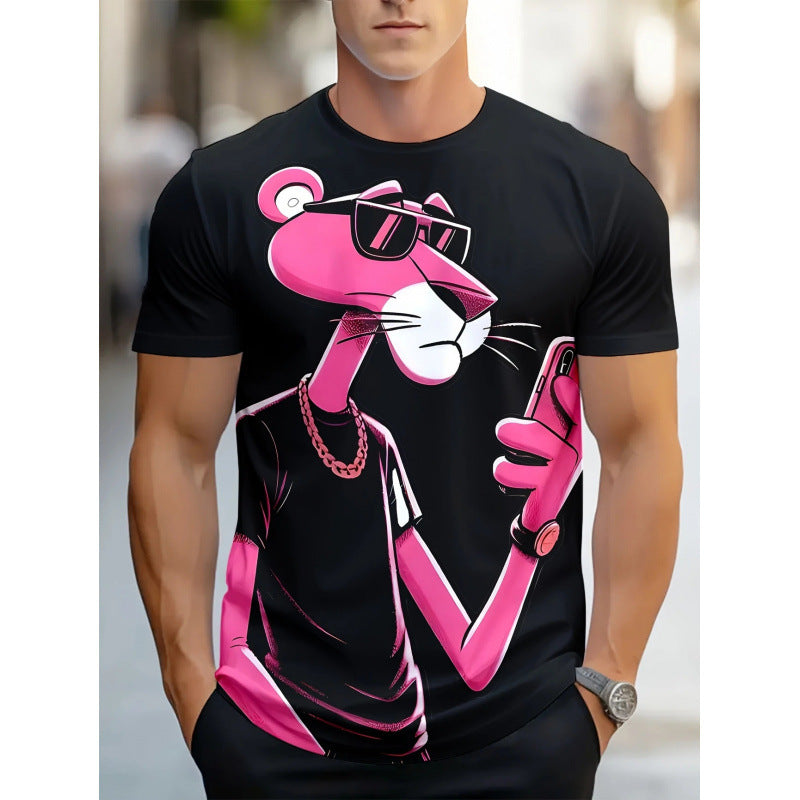 Men's Printed Crew Neck 3D Effect Casual Short-Sleeve Top