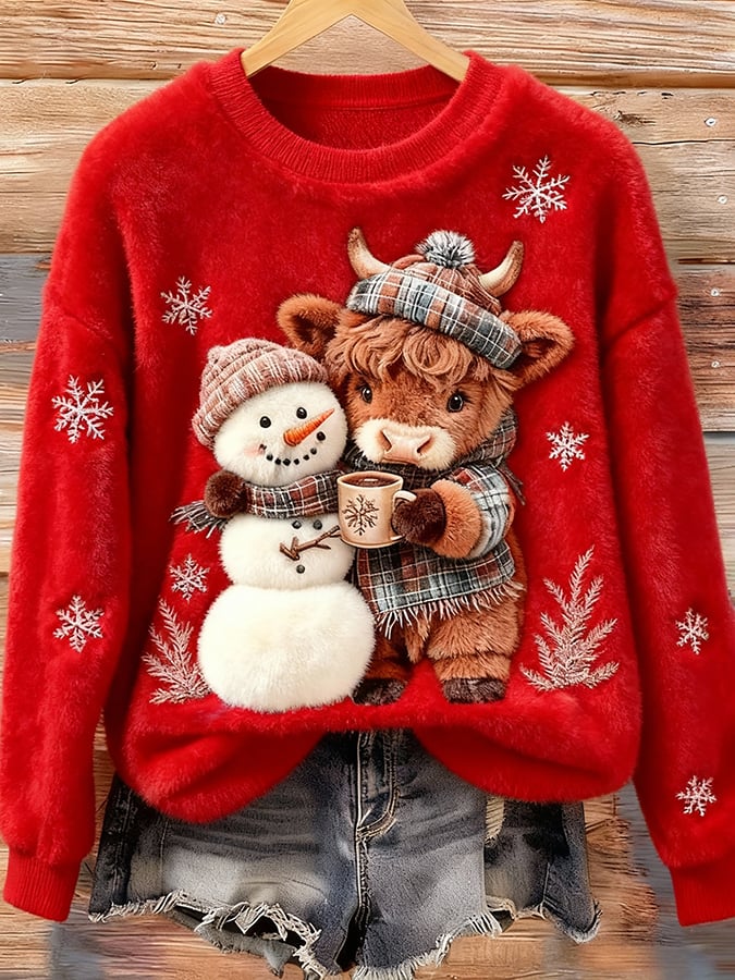 女士高地牛印花衛衣