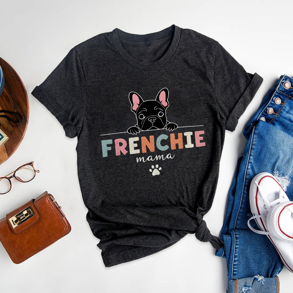 French Bulldog heavy pet pattern printed T-shirt