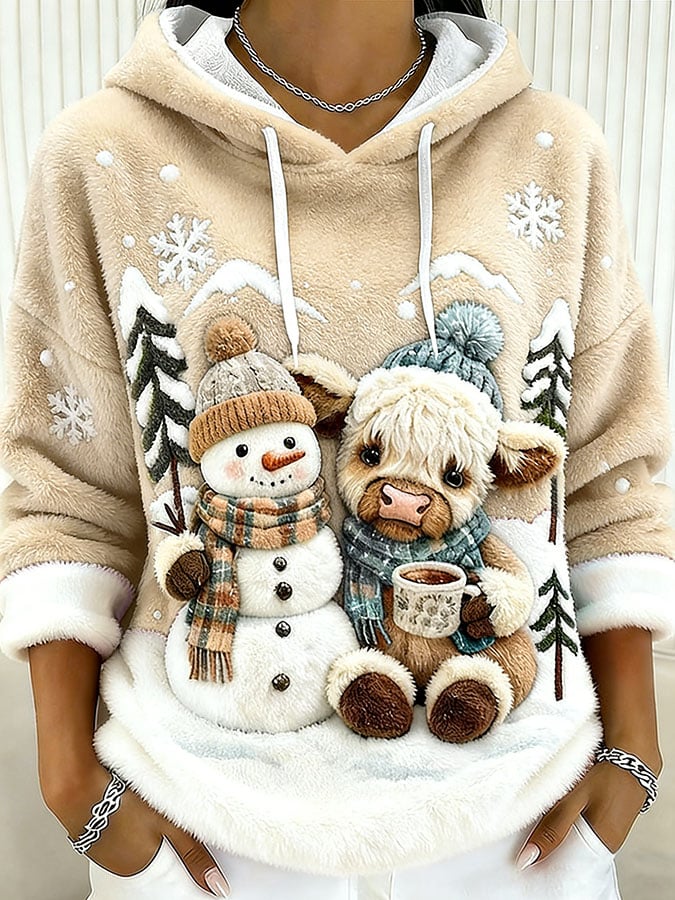 女士高地牛印花衛衣