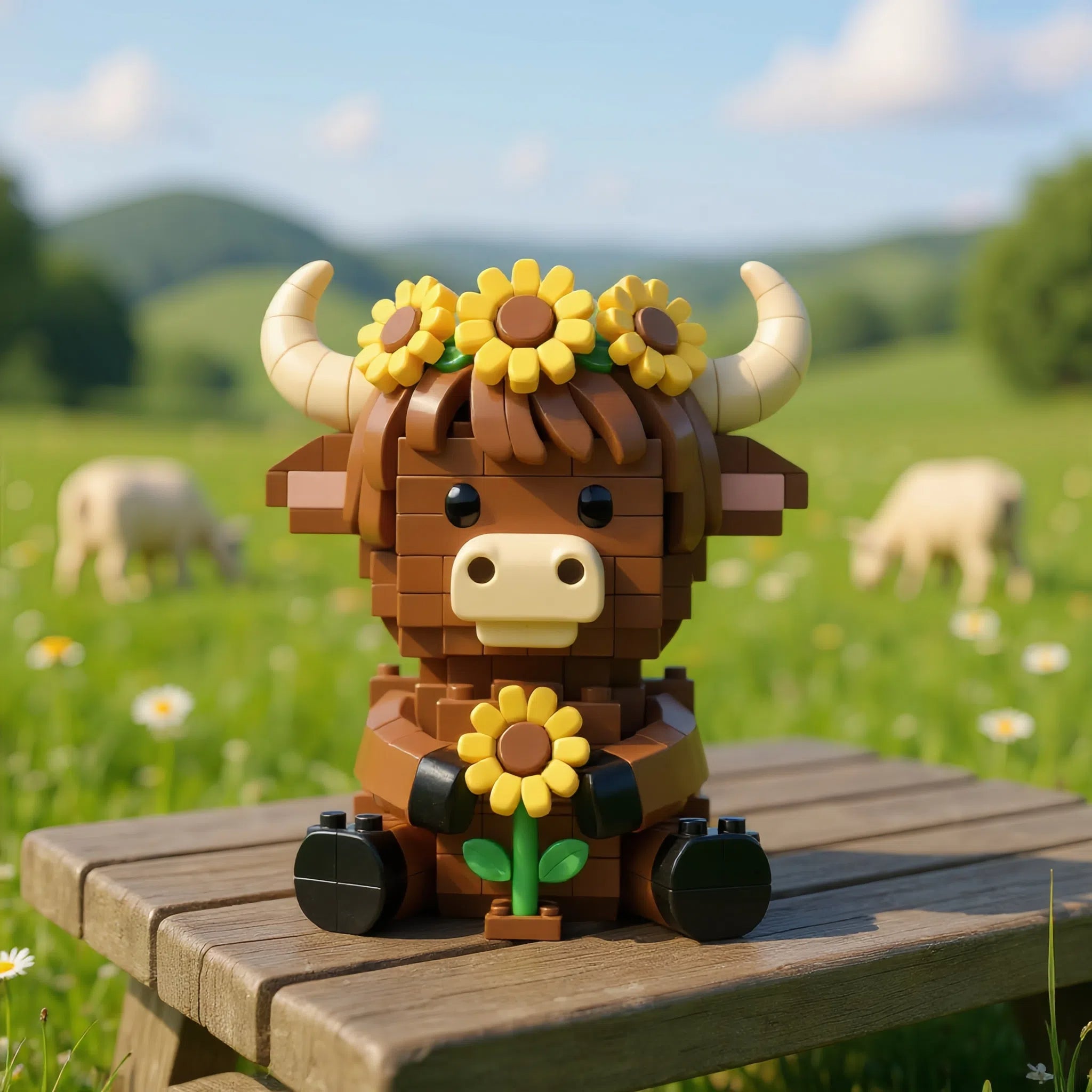 Sunflower Highland Cow Brick Set๐ป๐