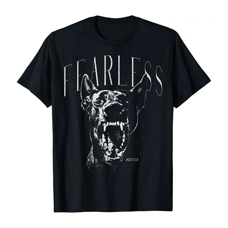 Cool and stylish T-shirt with a dog print design.