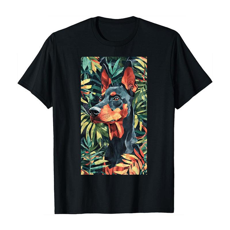 Cool and stylish T-shirt with a dog print design.
