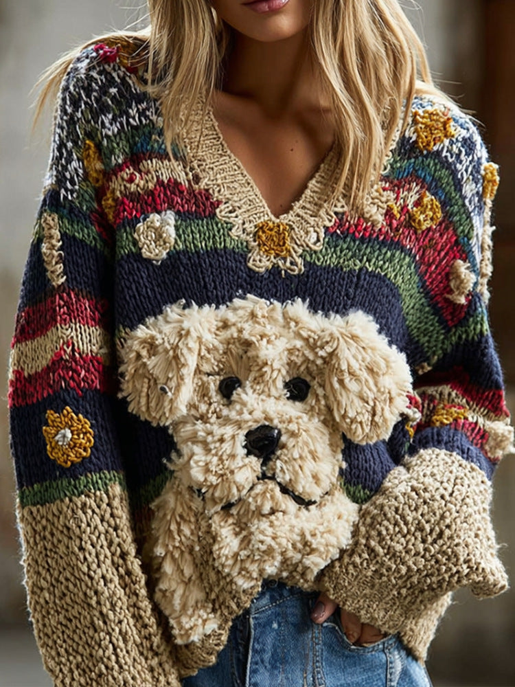 Women's dog lover crewneck pullover sweater