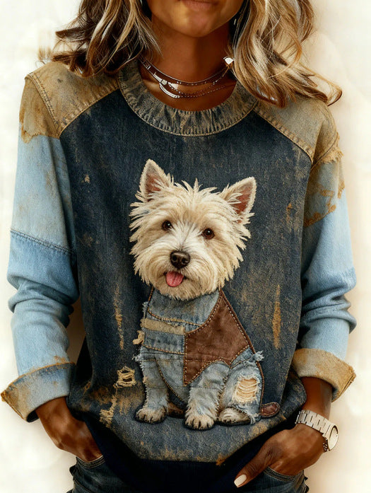 Women's knitted sweatshirt for dog lovers