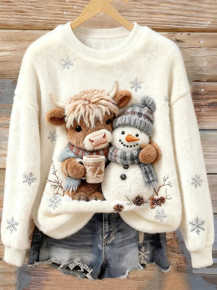 女士高地牛印花衛衣