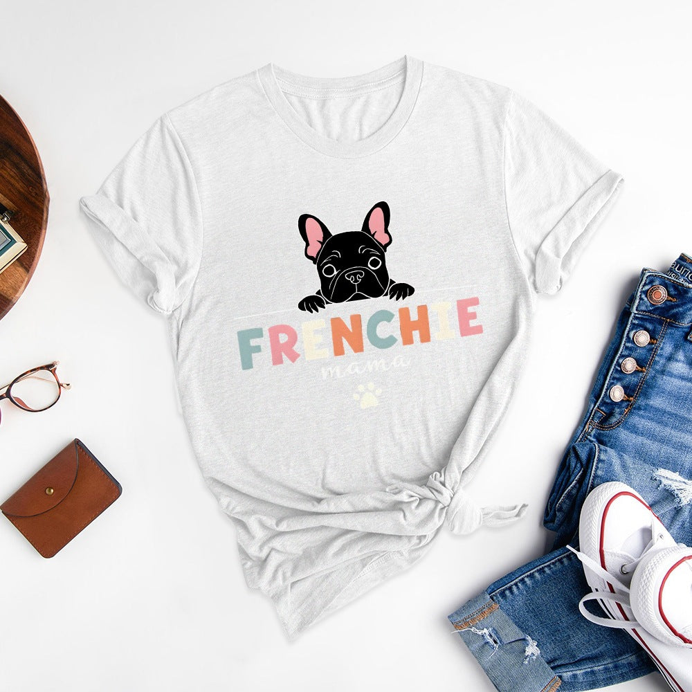 French Bulldog heavy pet pattern printed T-shirt