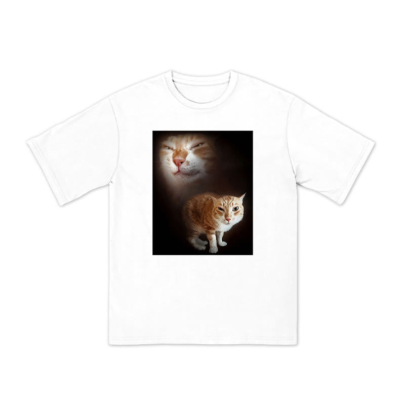 Unisex Cat Making Funny Faces Print T-shirt