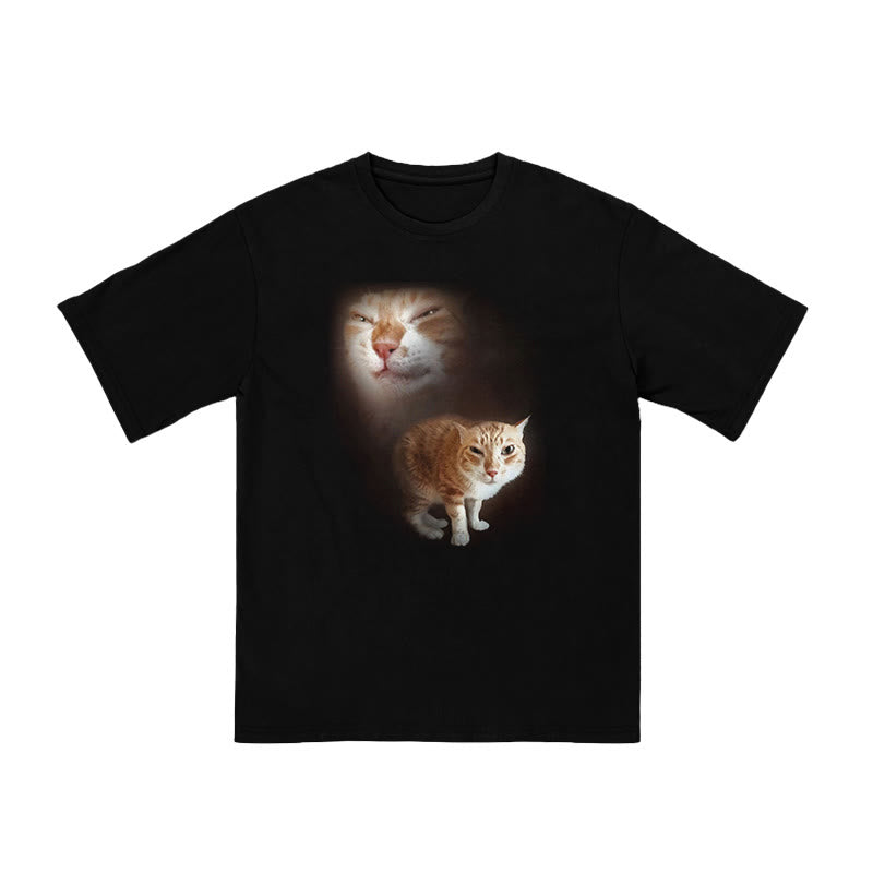 Unisex Cat Making Funny Faces Print T-shirt