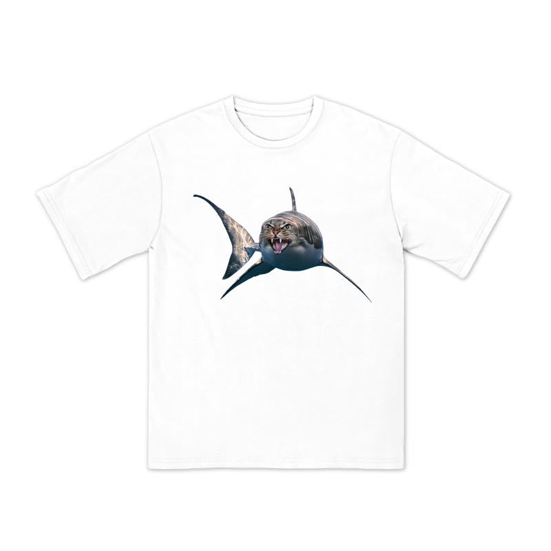 Unisex Cat Shark Print T-shirt