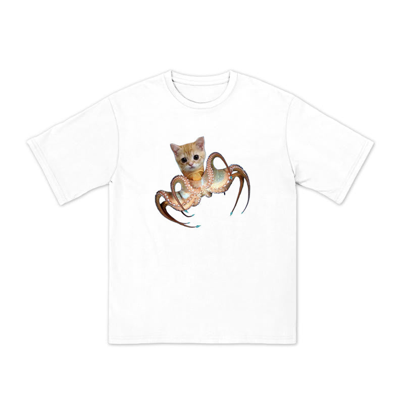 Unisex Cat Octopus Print T-shirt