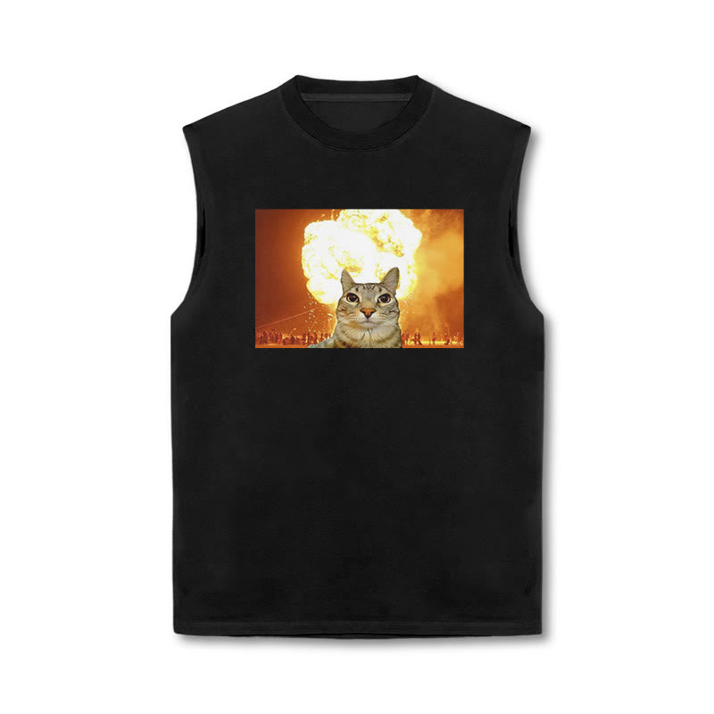 Unisex Funny Cat Print Tank Top