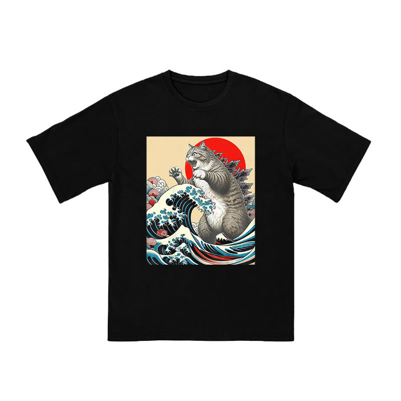 Unisex Ukiyo - E Style Catzilla Print T-shirt