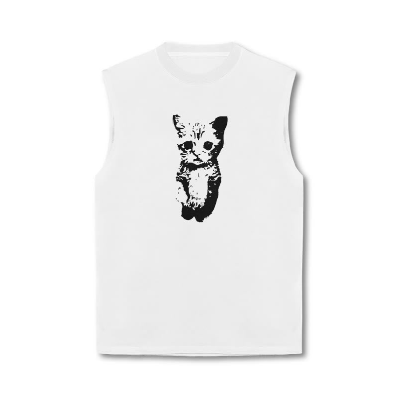 Unisex Cute Cat Print Tank Top